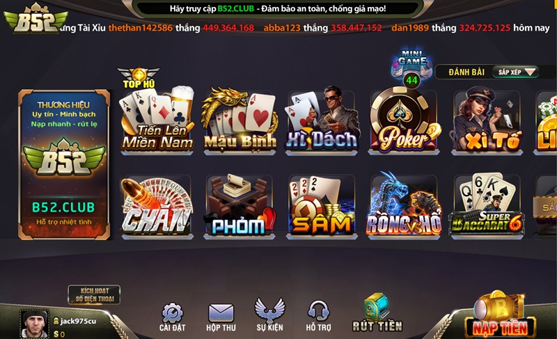 Game bài đổi thưởng Phỏm B52 Club nhiều người chơi